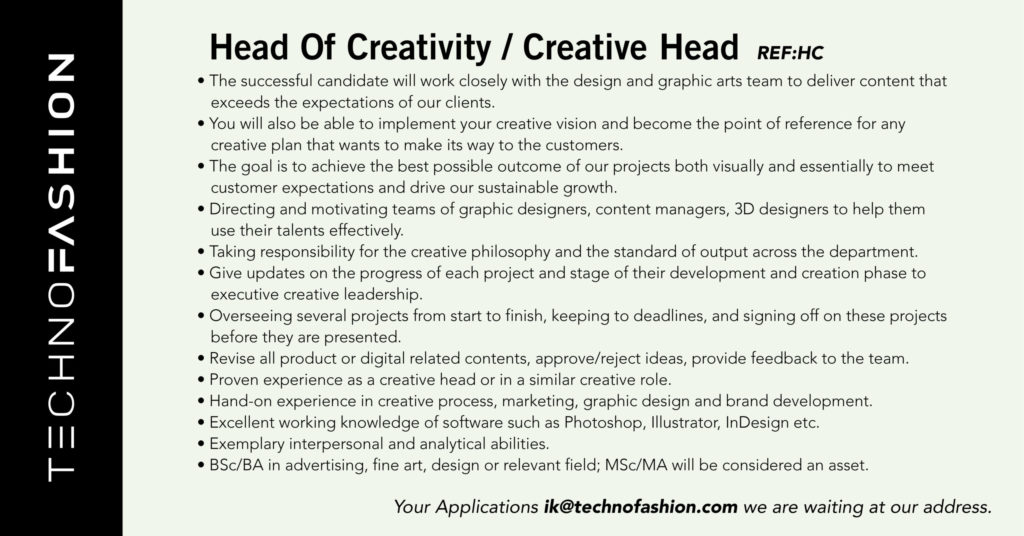 Head Of Creativity / Creative Head