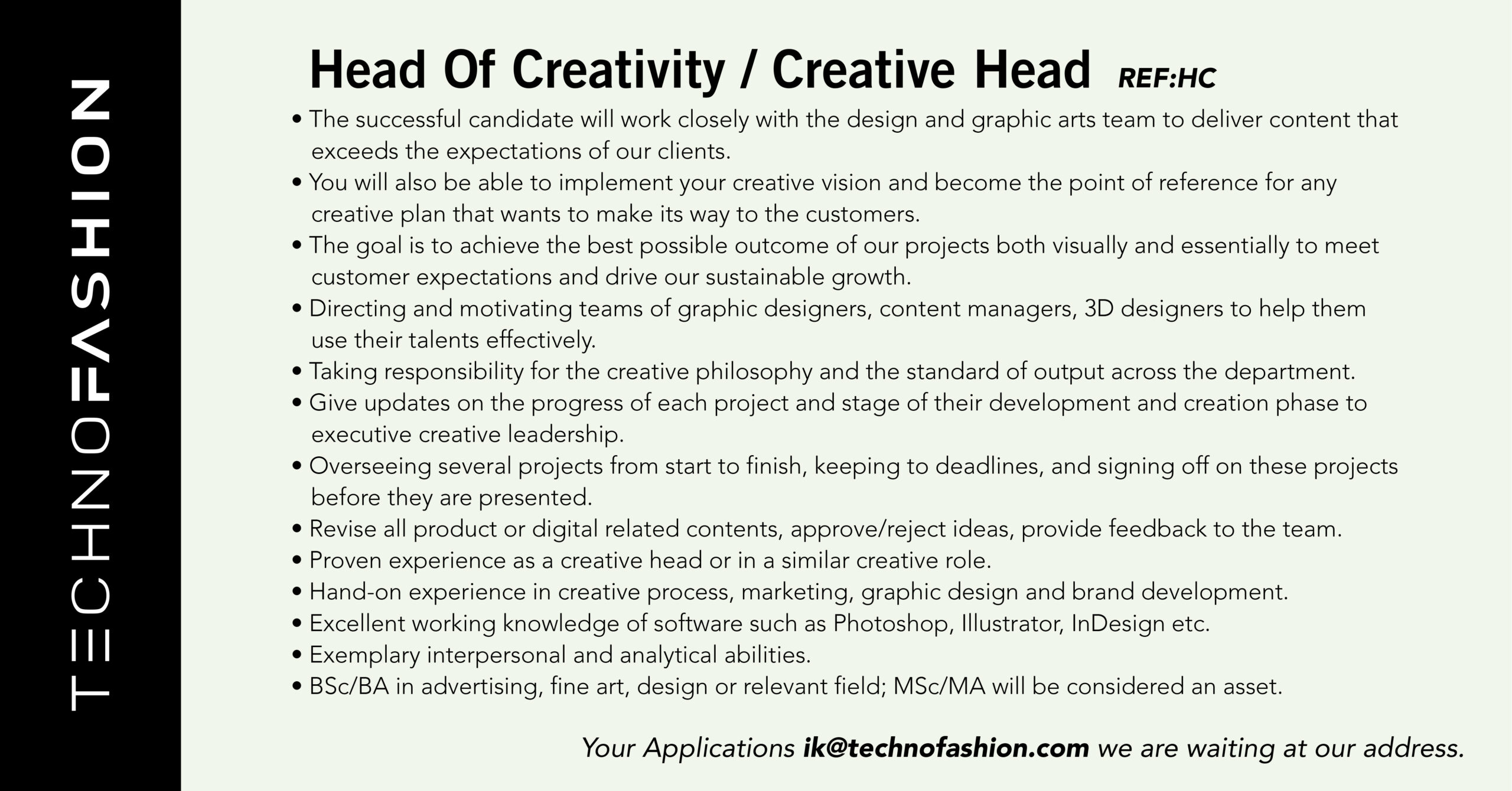 Head Of Creativity / Creative Head